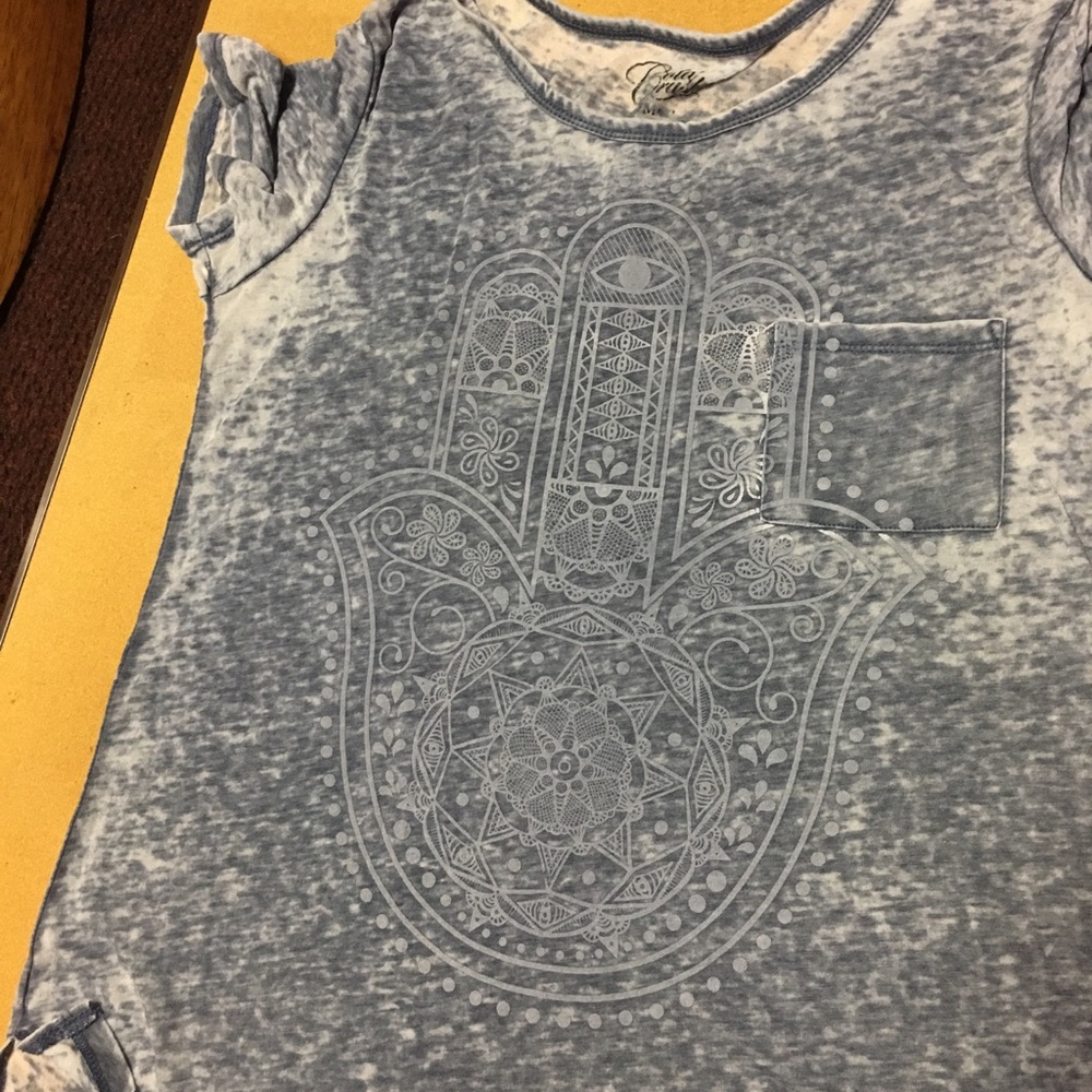 Hamsa boho burn out pocket shirt